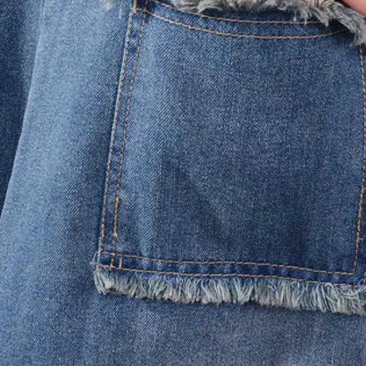 Liselotte® | Løs Denim Kjole med Lange Ærmer