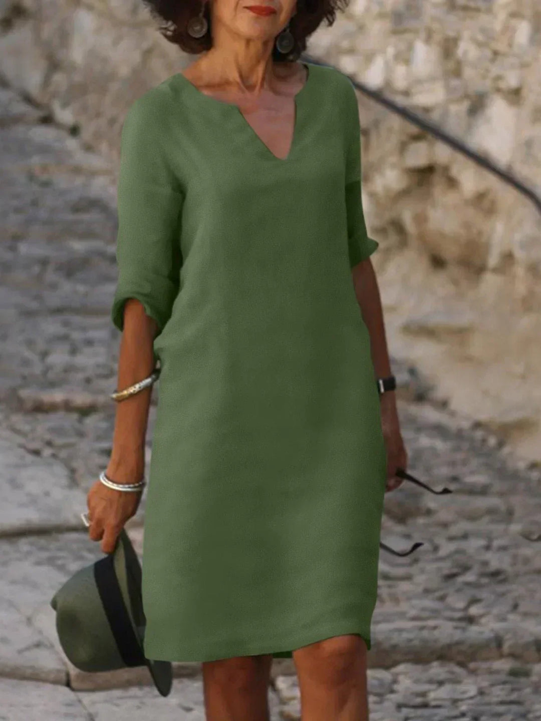 Birgitte® | Elegant Kjole med V-Udskæring