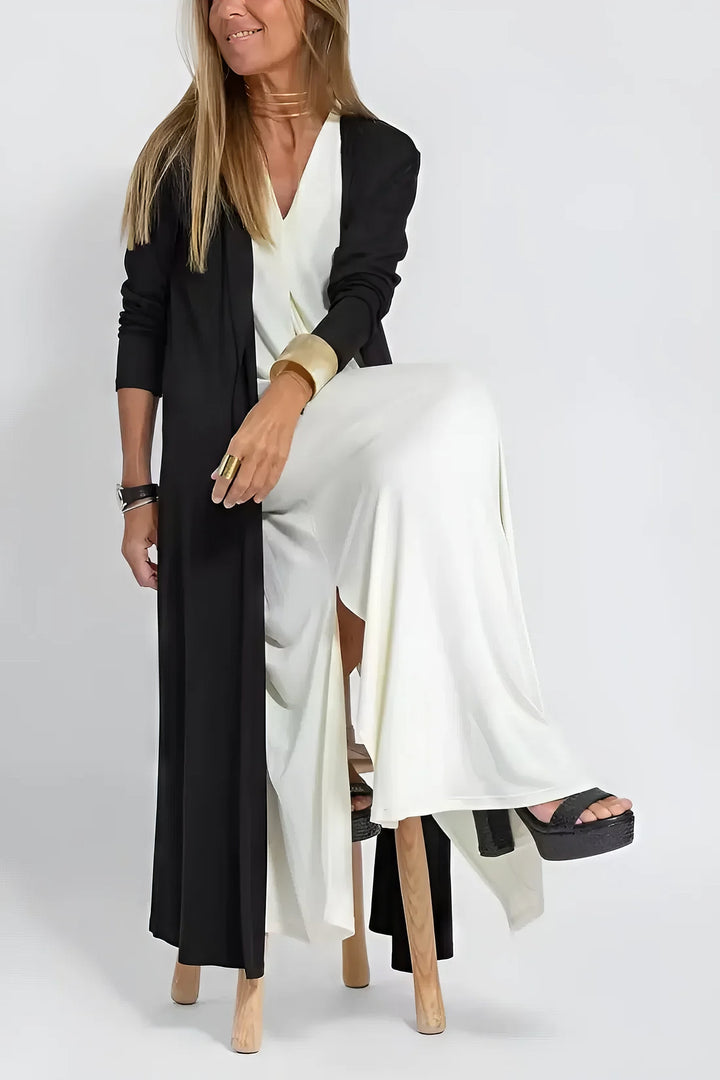 Yrsa® | Elegant lang kjole + matchende cardigan i GAVE