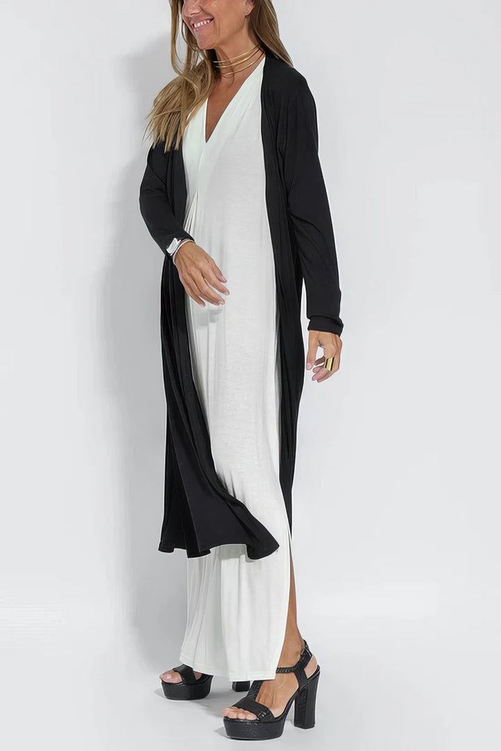 Yrsa® | Elegant lang kjole + matchende cardigan i GAVE