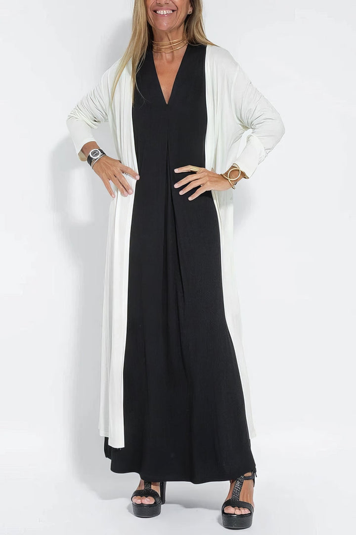 Yrsa® | Elegant lang kjole + matchende cardigan i GAVE