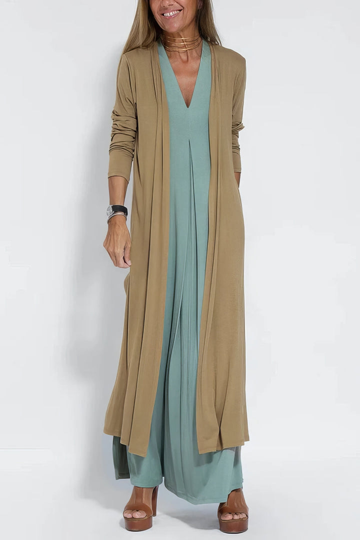 Yrsa® | Elegant lang kjole + matchende cardigan i GAVE